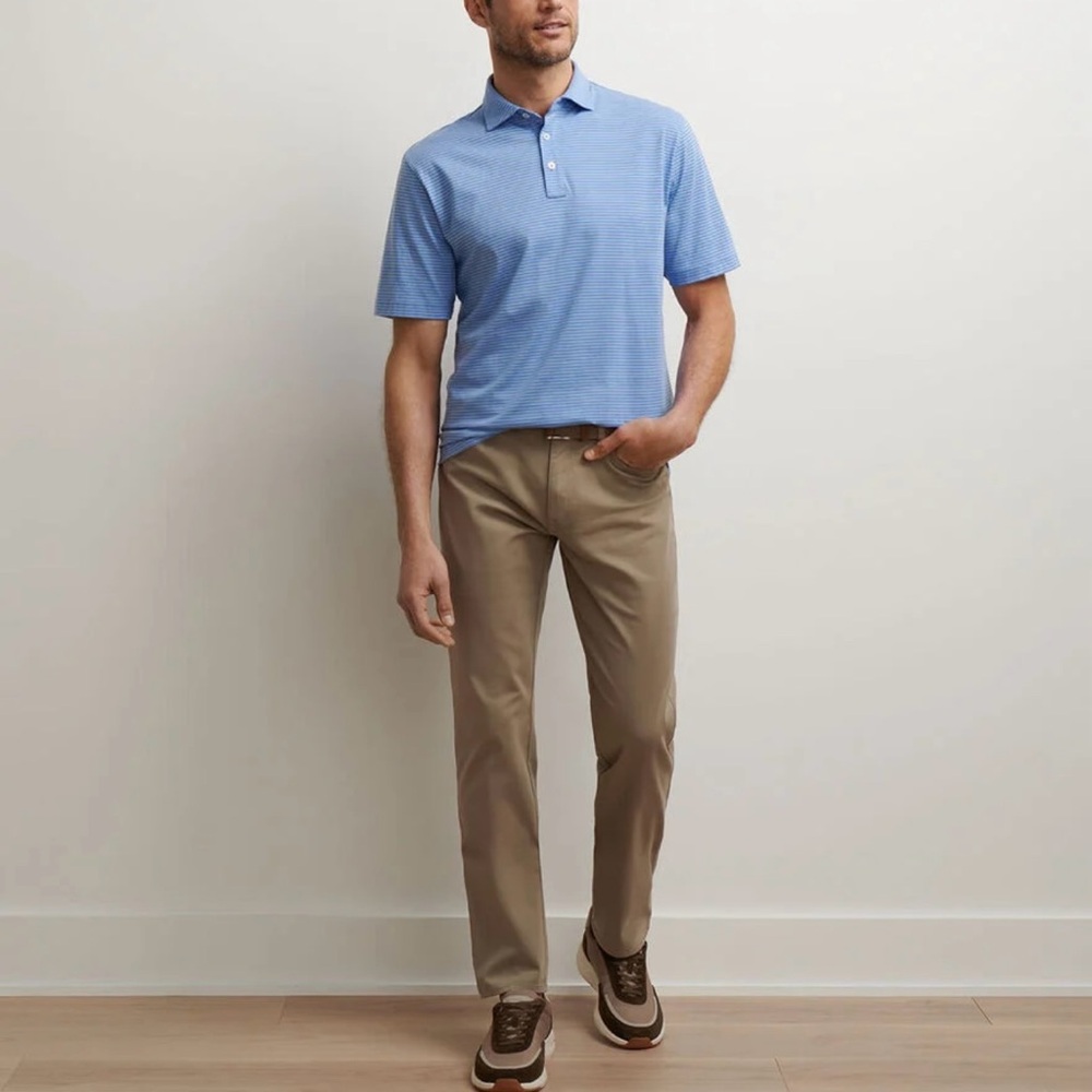 Peter Millar Signature Sateen 5 Pocket Pants Men Size 38X30 Khaki Golf EOB39